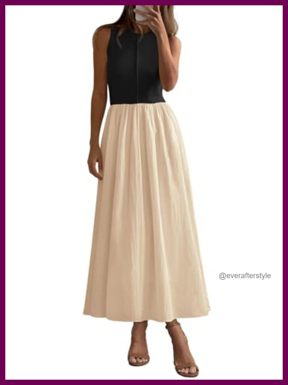 Pleated Maxi Dress with Pockets A-Line Flowy Casual Summer